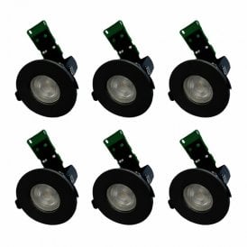 Envirolight Eco IP65 Fire Rated Fixed Downlight - Pack of 6 - Matt Black