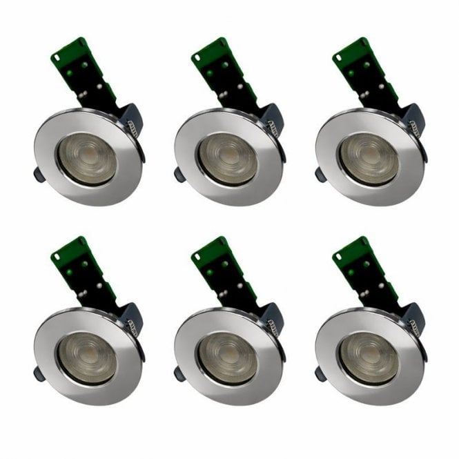 Envirolight Lighting Envirolight Eco IP65 Fire Rated Fixed Downlight - Pack of 6 - Polished Chrome
