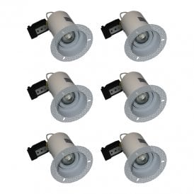 Envirolight Plaster-In Fire-Rated IP65 Fixed Downlight - Pack of 6