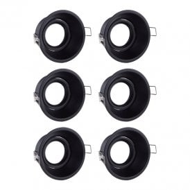 Envirolight Slimline Deep Recessed Adjustable Downlight - Pack of 6 - Matt Black
