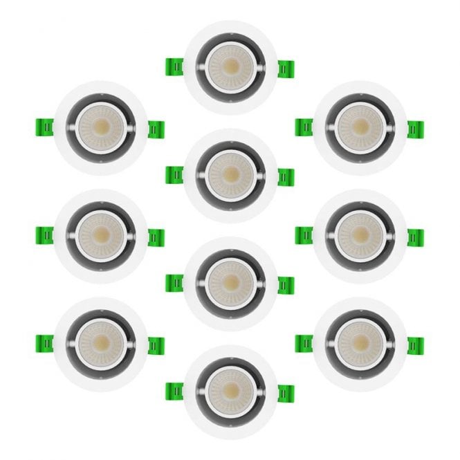 Envirolight Lighting Envirolight Versatile 8W CCT Dimmable LED IP65 Adjustable Downlight - White - Pack of 10