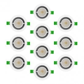 Envirolight Versatile 8W CCT Dimmable LED IP65 Adjustable Downlight - White - Pack of 10