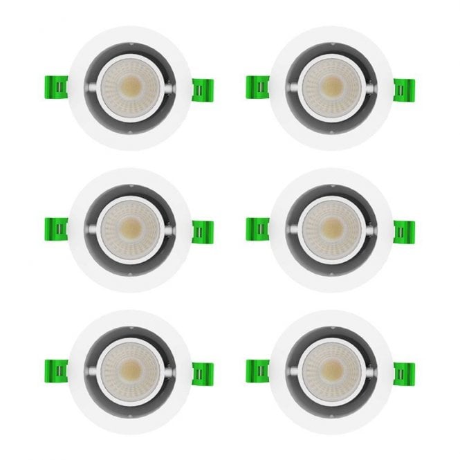 Envirolight Lighting Envirolight Versatile 8W CCT Dimmable LED IP65 Adjustable Downlight - White - Pack of 6