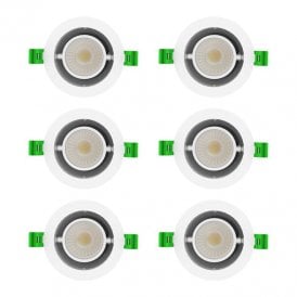 Envirolight Versatile 8W CCT Dimmable LED IP65 Adjustable Downlight - White - Pack of 6