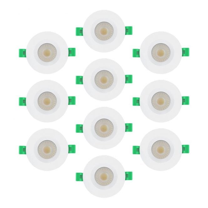 Envirolight Lighting Envirolight Versatile 8W CCT Dimmable LED IP65 Fixed Downlight - White - Pack of 10
