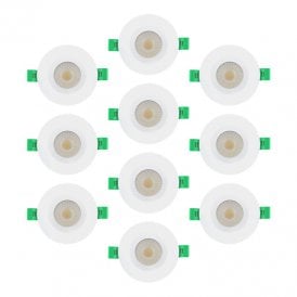 Envirolight Versatile 8W CCT Dimmable LED IP65 Fixed Downlight - White - Pack of 10