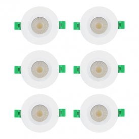 Envirolight Versatile 8W CCT Dimmable LED IP65 Fixed Downlight - White - Pack of 6