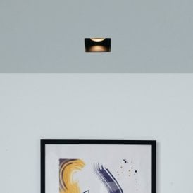 Square Plaster-In Trimless Fire Rated Fixed Downlight - Sand Black