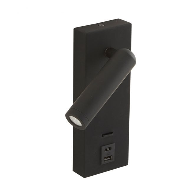 Envirolight Lighting Wren LED Reading Light with USB Port - Matt Black