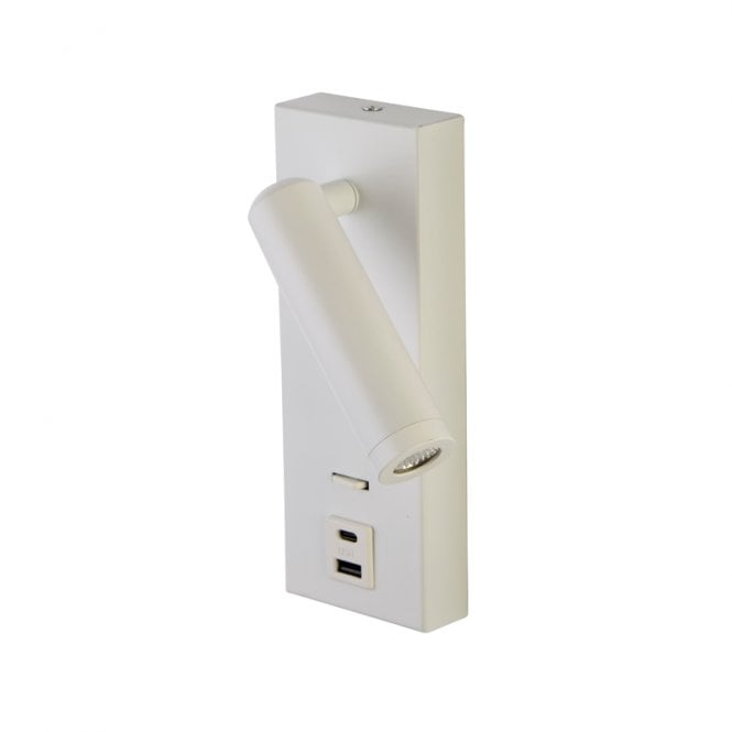 Envirolight Lighting Wren LED Reading Light with USB Port - White