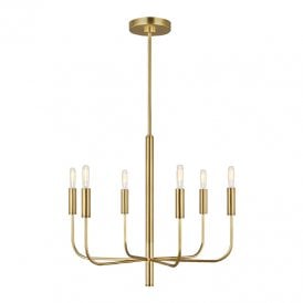 Feiss Brianna 6 Light Chandelier In Brass Finish