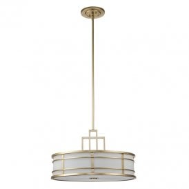 Feiss Fusion 3 Light Glass Ceiling Pendant In Natural Brass