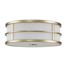 Feiss Fusion 3 Light Glass Flush Ceiling Fitting In Natural Brass