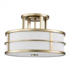 Feiss Fusion 3 Light Glass Semi-Flush Ceiling Fitting In Natural Brass
