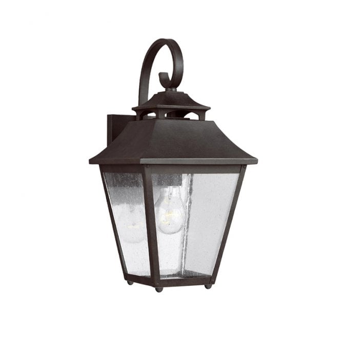 Feiss Galena Single Light Medium Outdoor Wall Lantern in Black Finish with Seeded Glass