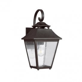 Feiss Galena Single Light Medium Outdoor Wall Lantern in Black Finish with Seeded Glass