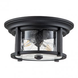 Feiss Merrill 2 Light Outdoor Flush Ceiling Fitting In Black Finish