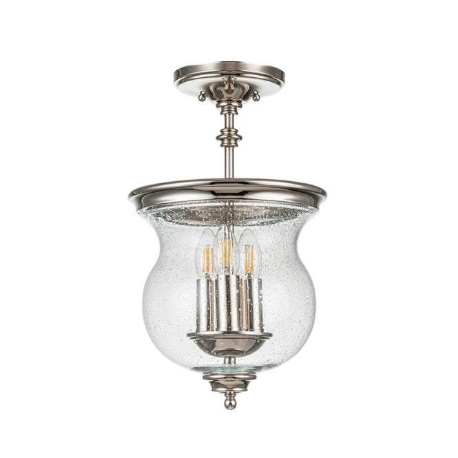 Feiss  Pickering Lane 3 Light Glass Semi-Flush Ceiling Fitting In Polished Nickel Finish