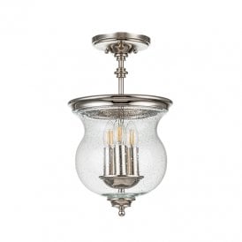 Feiss Pickering Lane 3 Light Glass Semi-Flush Ceiling Fitting In Polished Nickel Finish