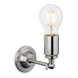 7650BS Indy Single Light Wall Fitting In Brushed Steel Finish