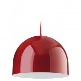 8624REWH House Single Light Pendant with a Red Finish and a White Interior