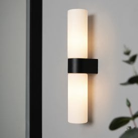 Cuco Glass Twin Wall Light - Matt Black