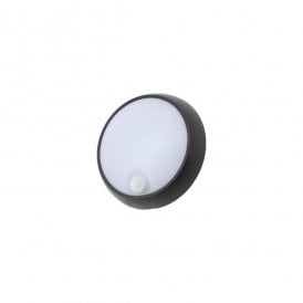 CZ-33397-BLK Cano Small Outdoor Coastal LED Bulkhead Wall Or Ceiling Fitting in Black Finish with PIR Sensor