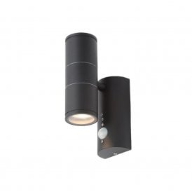 Forum Coastal Islay 2 Light Outdoor Up & Down Wall Fitting with PIR Sensor in Black Finish
