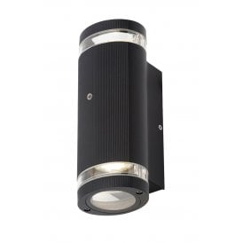 Forum Helix Outdoor 2 Light Up & Down Wall Fitting in Black Finish with Dusk till Dawn Sensor