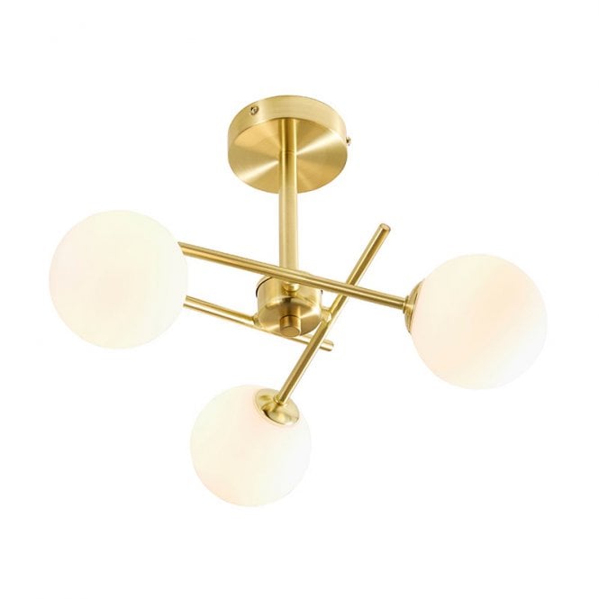 Forum Lighting Forum Lindos 3 Light Semi-Flush Ceiling Light - Satin Brass