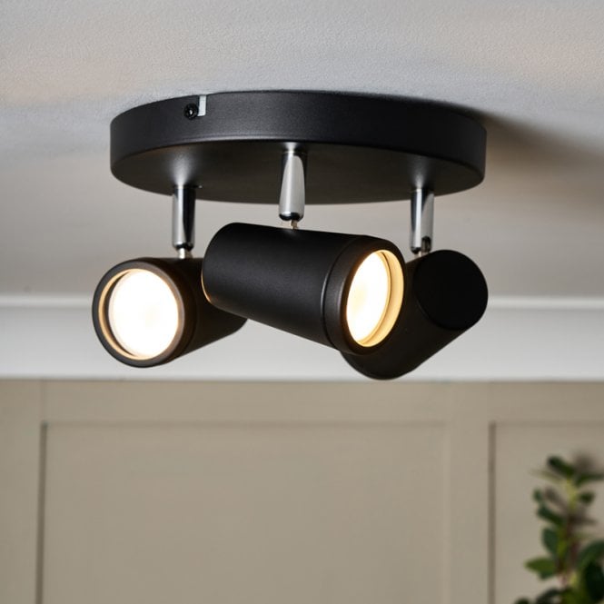 Forum Lighting Freya Glass 3 Light Spotlight Plate - Black