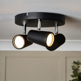 Freya Glass 3 Light Spotlight Plate - Black