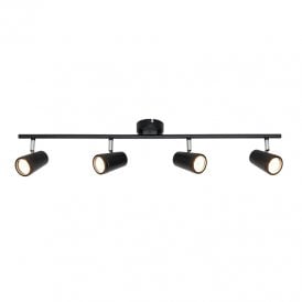 Freya Glass 4 Light Spotlight Bar - Black