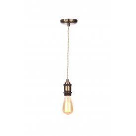 INL-27988-ABRS Dale Single Light Antique Brass Suspension Set with Champagne Twisted Cable