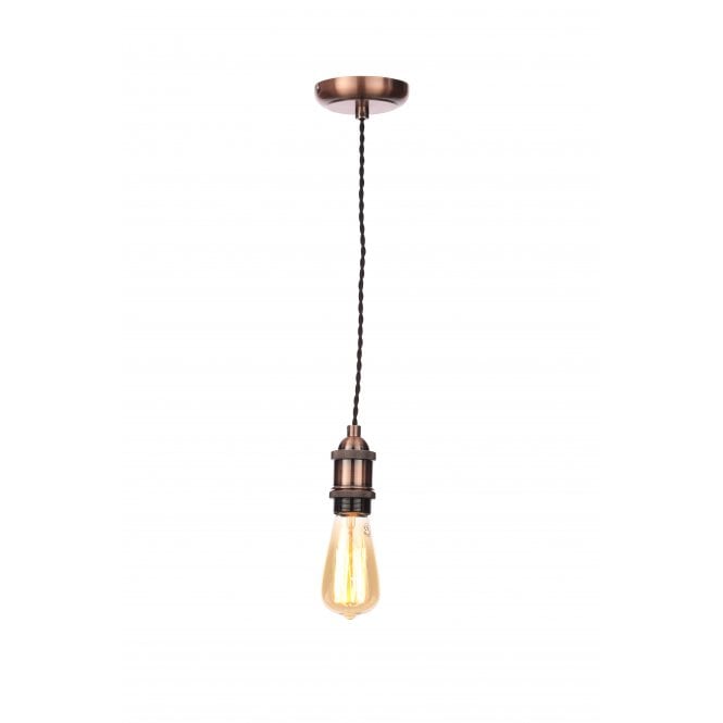 Forum Lighting INL-27988-ACOP Dale Single Light Antique Copper Suspension Set with Black Twisted Cable
