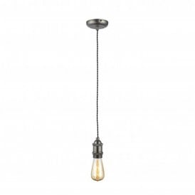 INL-27988-PEW Dale Single Light Pewter Suspension Set with Black Twisted Cable