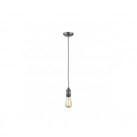 INL-27988-PEW Dale Single Light Pewter Suspension Set with Black Twisted Cable