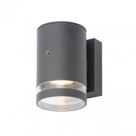 Forum Lighting Lens Outdoor Single Light External Wall Fitting In Anthracite Finish With Photocell Sensor