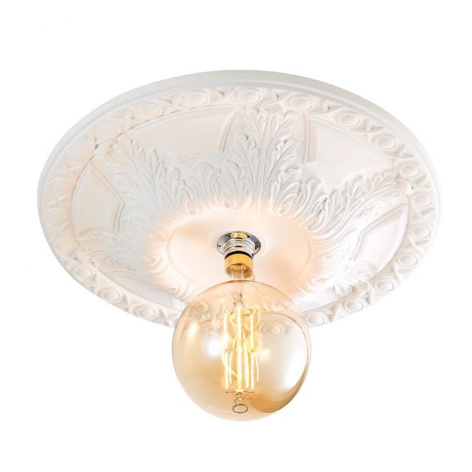 Forum Lighting Motril Large Semi-Flush Single Light Ceiling Fitting In White Plaster Finish