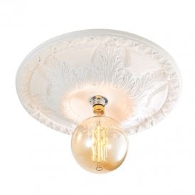 Forum Lighting Motril Large Semi-Flush Single Light Ceiling Fitting In White Plaster Finish