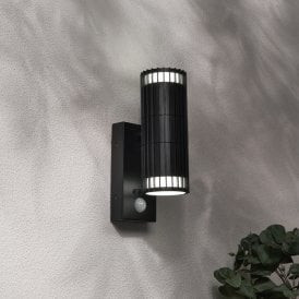 Muto Outdoor Up & Down Wall Light with PIR Sensor - Black