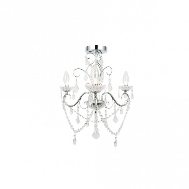 Forum Lighting SPA-20182-CHR Vela 3 Light Semi-Flush Bathroom Chandelier in Polished Chrome with Glass Detail