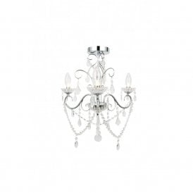 SPA-20182-CHR Vela 3 Light Semi-Flush Bathroom Chandelier in Polished Chrome with Glass Detail