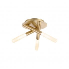 SPA-20829-SBRS Crux 3 Light Satin Brass Bathroom Ceiling Fitting with Frosted Glass Shades