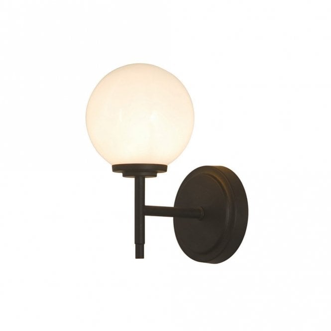 Forum Lighting SPA-31306-MBLK Porto Single Light Wall Fitting in Matt Black Finish with Glass Shade