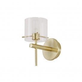 SPA-31725-SBRS Gene Single Light Bathroom Wall Fitting In Satin Brass Finish And Clear Glass Shade