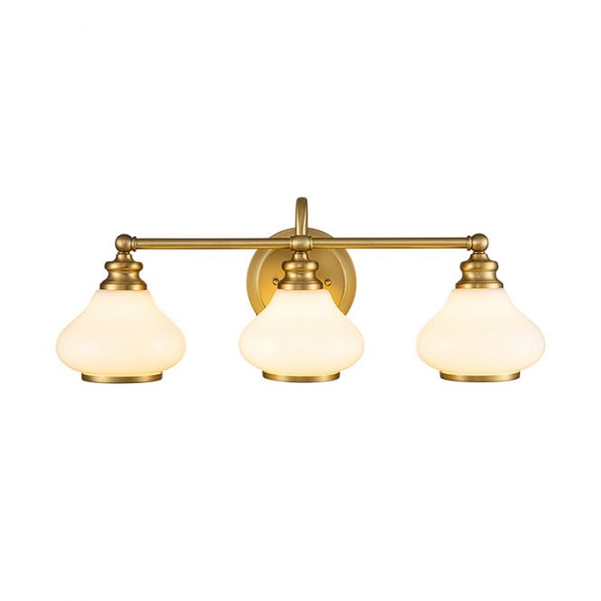 Hinkley  Ainsley 3 LED Bathroom Wall Light in Brushed Brass Finish Complete with Opal Glass Shades