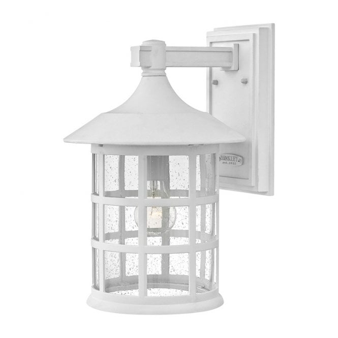 Hinkley  Freeport Single Light Large Outdoor Wall Lantern in Textured White with Clear Seeded Glass