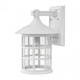 Hinkley Freeport Single Light Large Outdoor Wall Lantern in Textured White with Clear Seeded Glass