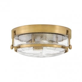Hinkley Harper 3 Light Clear Glass Flush Ceiling Fitting In Brass Finish
